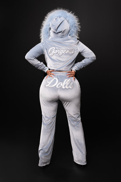 Icy Blue Brat Doll Reversible Velour Tracksuit